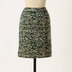 Anthropologie Edme & Esyllte Green Printed Velvet Skirt